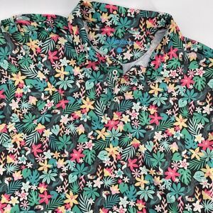 Chubbies Men's Large Tropical Floral Toucan Golf Polo‎ Shirt Short Sleeve